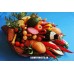 Мужской букет-закуска из колбасы, овощей и напитка Бумажный кардинал
