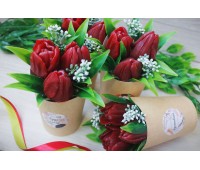 Мыло ручной работы Мини-букет крафт Красные тюльпаны