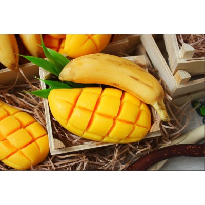 Мыло ручной работы Сочный манго и банан в ящике