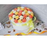 Шляпная коробка из шоколадных роз Виктория 39шт (ОБЖ)