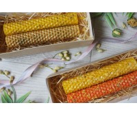 Набор свечей восковых ручной работы из вощины в крафт коробке Набор свечей с травами Здравень 2, 2 шт