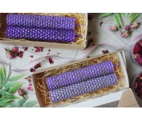 Набор свечей восковых ручной работы из вощины в крафт коробке Набор свечей с травами Здравень 13, 2 шт