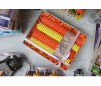 Набор свечей восковых ручной работы из вощины в крафт коробке Набор свечей Магия огня 3, 4 шт