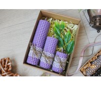 Набор свечей восковых ручной работы из вощины в крафт коробке Набор свечей Желание 6, 3 шт