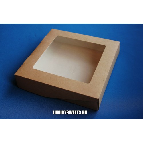 Коробка картонная с прозрачной крышкой 4*20*20 см 
